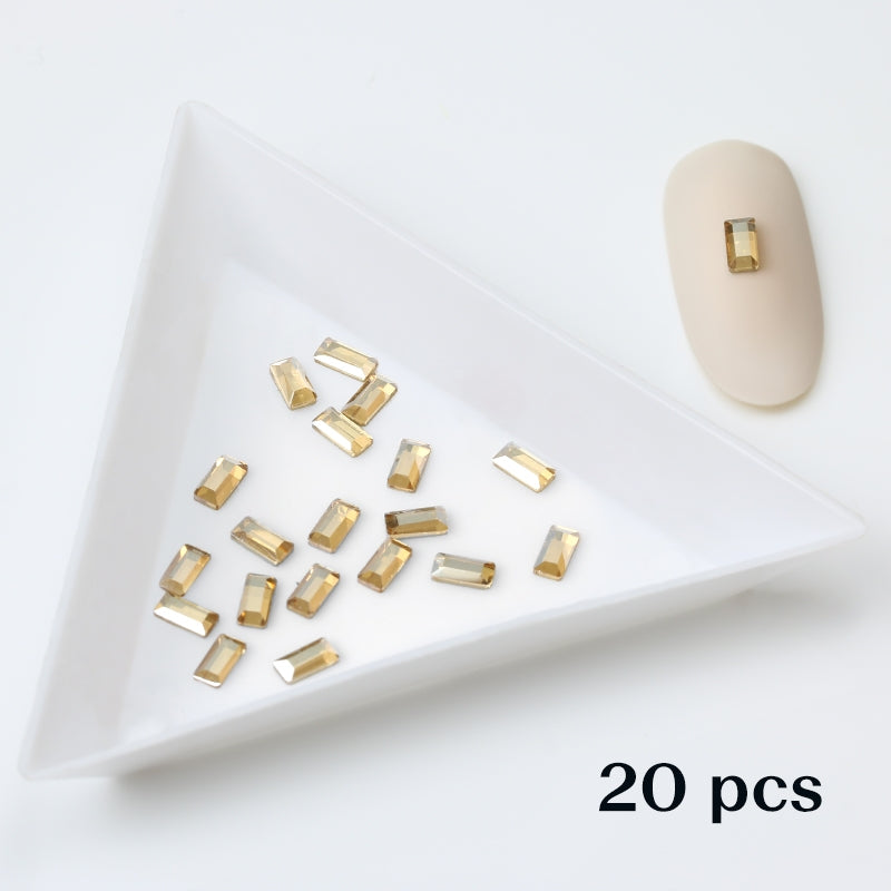 Crystal Rectangle 5x2.3 Gold 20 kpl