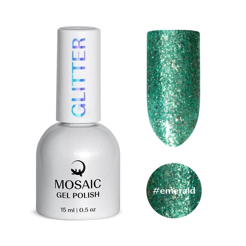 Mosaic gel polish GLITTER #emerald