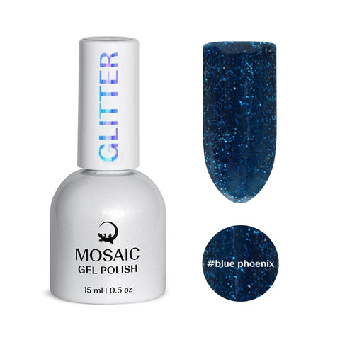 Mosaic gel polish GLITTER #blue phoenix
