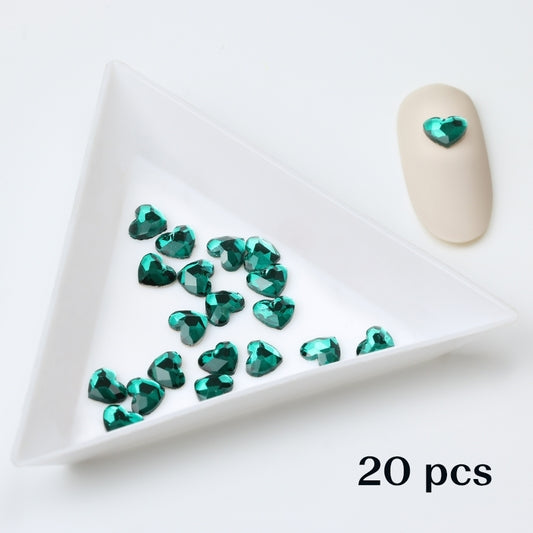 Crystal Heart 6x5 Green 20 kpl